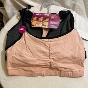Fruit of the Loom Women's Racerback Strappy Cotton Sports Bra, 3-Pack Size 40